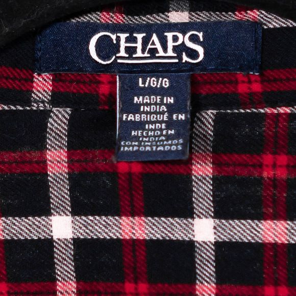 Chaps Ralph Lauren Women's Button Up Shirt Red Black Check Flannel Preppy Top L - Picture 3 of 9